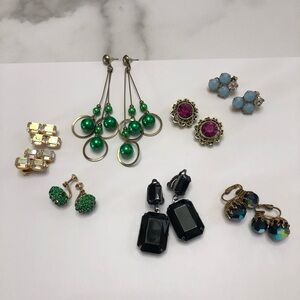 Women’s Lot of 7 pairs of vintage Earrings Clip on dangle
